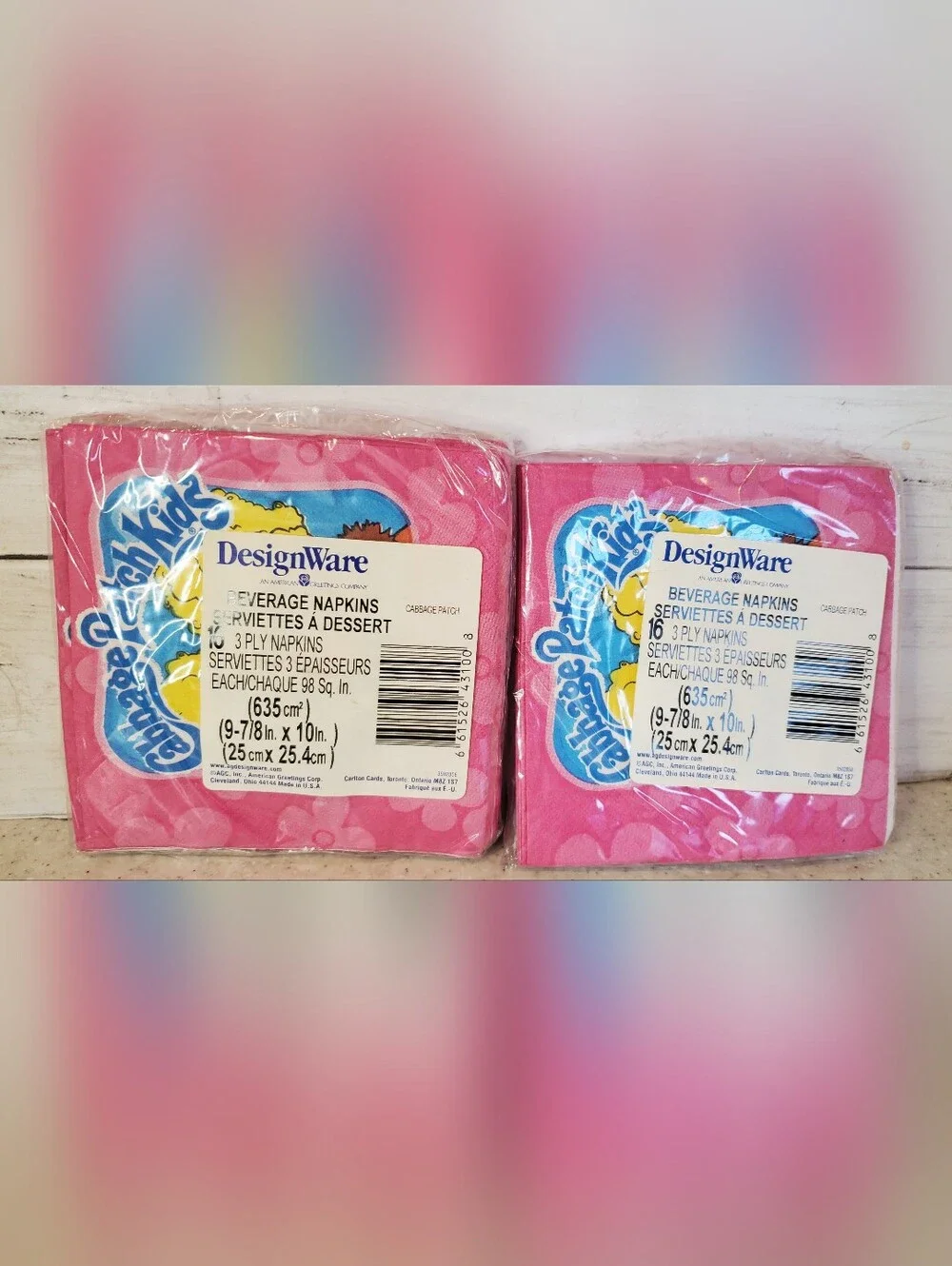Vintage Cabbage Patch Kids Beverage Napkins Lot 2 Packs 32 Count DesignWare NOS